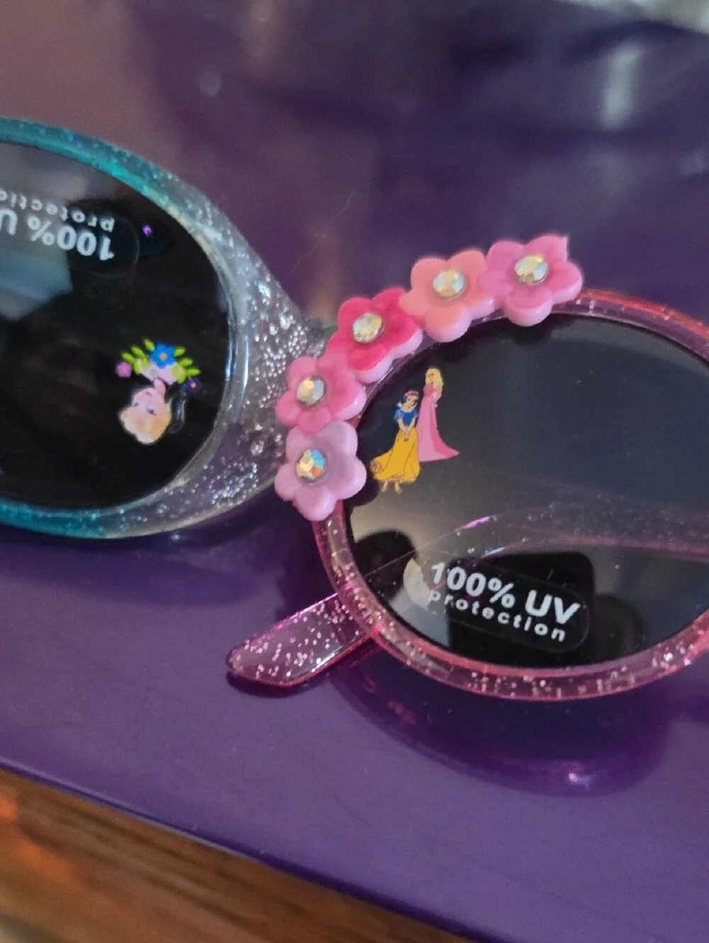 Kids New Disney Store Glitter Flower Sunglasses-Princesses